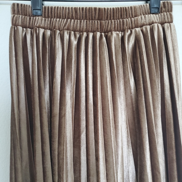 SOLD 🎈NWOT Pleated Metallic Midi Skirt - Picture 9 of 12